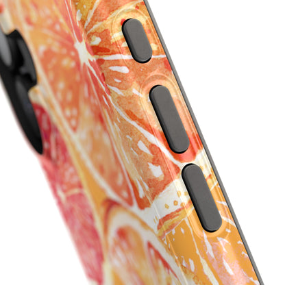 Watercolor Citrus Splash Tough MagSafe iPhone Case – Vibrant Fruit Print, Shock-Resistant Design