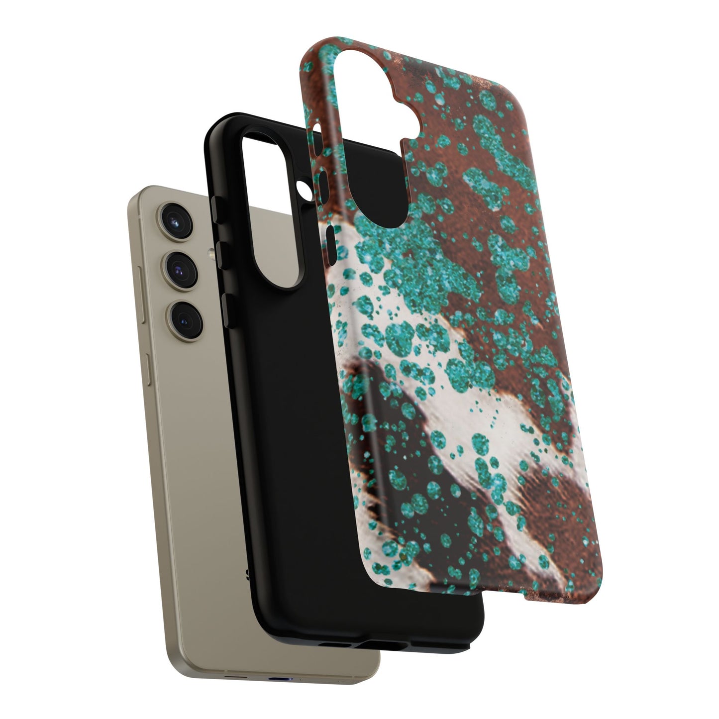 Teal Glitter Cowhide - Samsung Galaxy Series Case