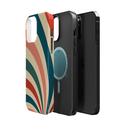 Retro Sunburst Swirl MagSafe iPhone Case – Dual-Layer Protection with Bold 70s Vibes