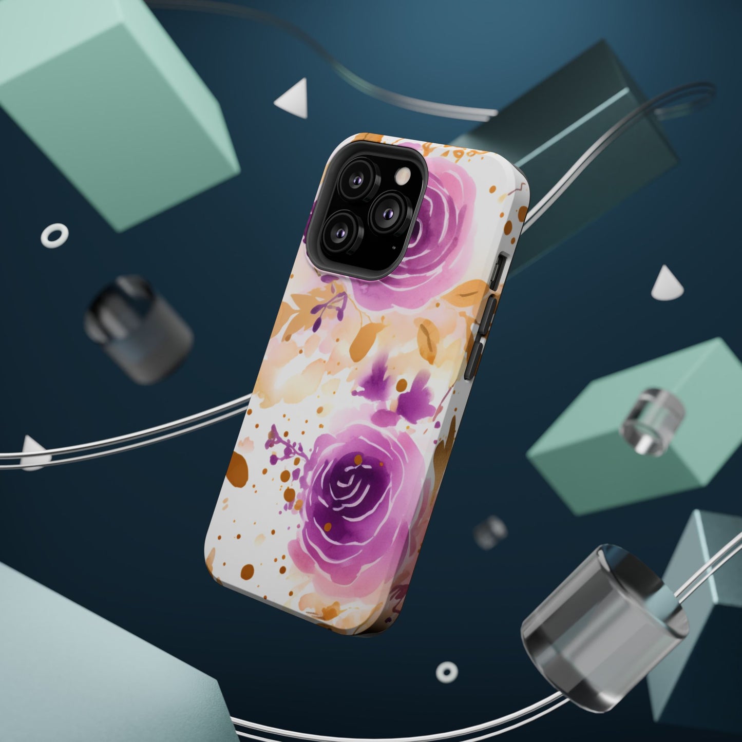 Soft Purple & Gold Floral Splash - MagSafe iPhone Series Case