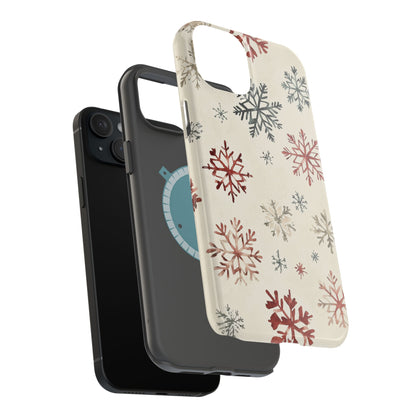 Vintage Red and Gray Snowflake Pattern – MagSafe iPhone Series Case