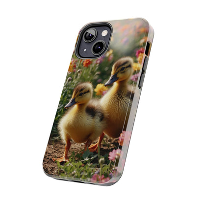 Charming Ducklings in Floral Garden - iPhone Case