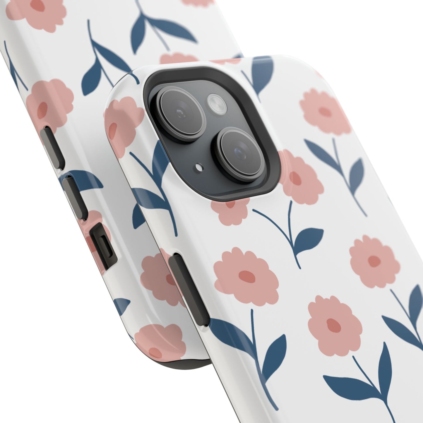 Playful Pink Floral Tough MagSafe  iPhone Case – Soft Pastel Design, Slim & Shockproof