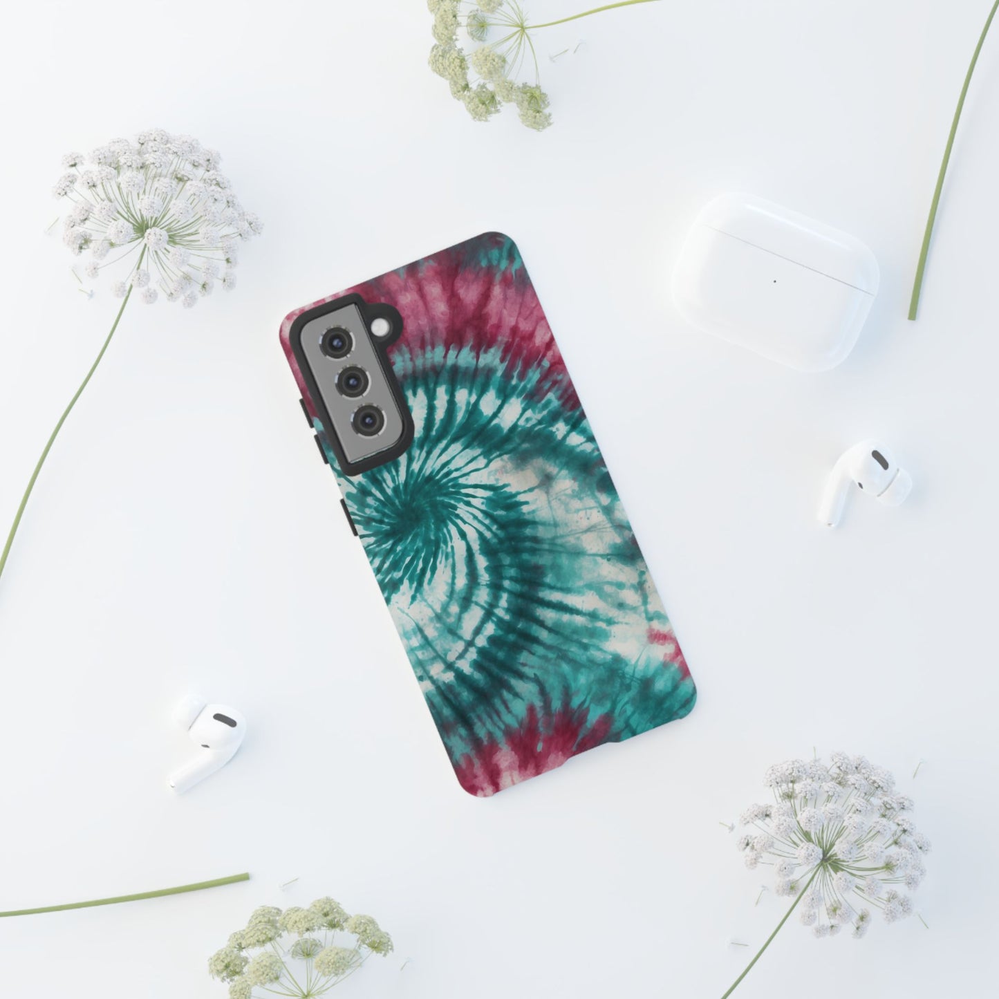 Teal and Pink Spiral Tie-Dye Samsung Galaxy Case – Boho Chic Design