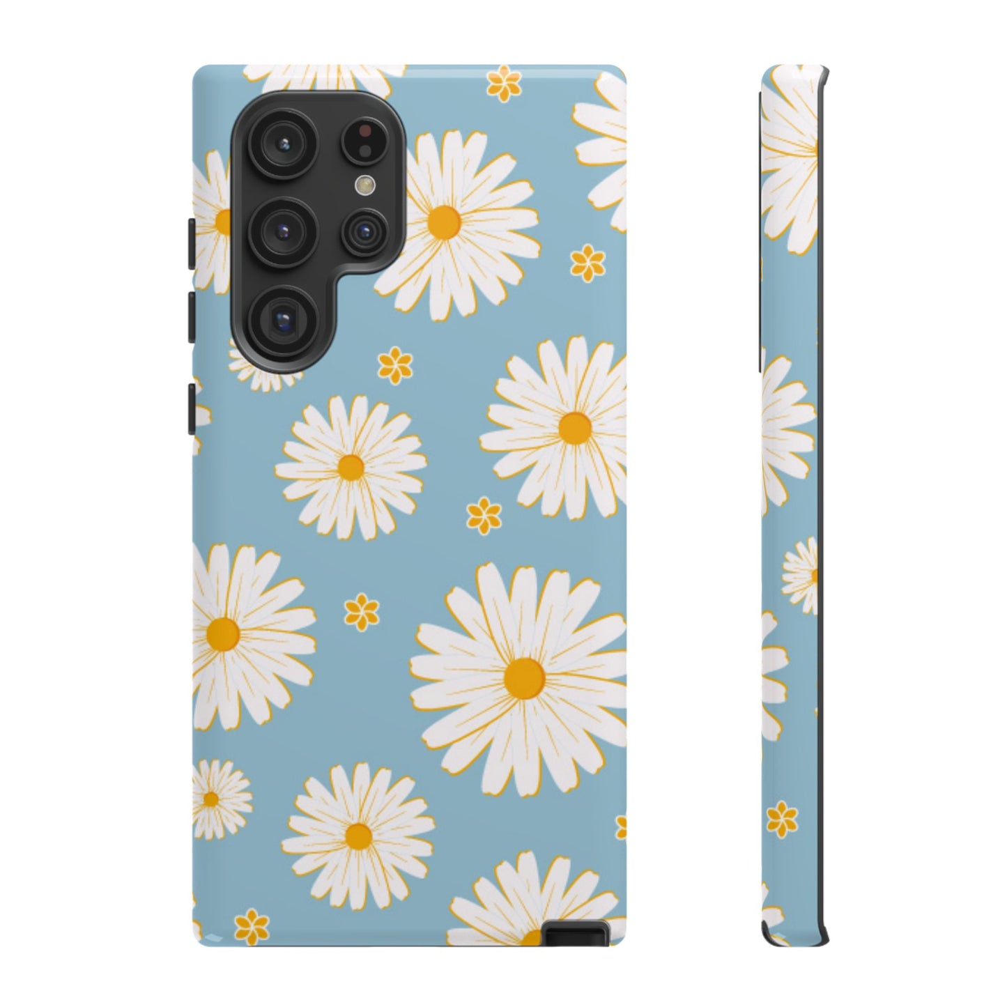 Bright Daisy Samsung Galaxy Case – Light Blue Background, Shockproof and Slim Design