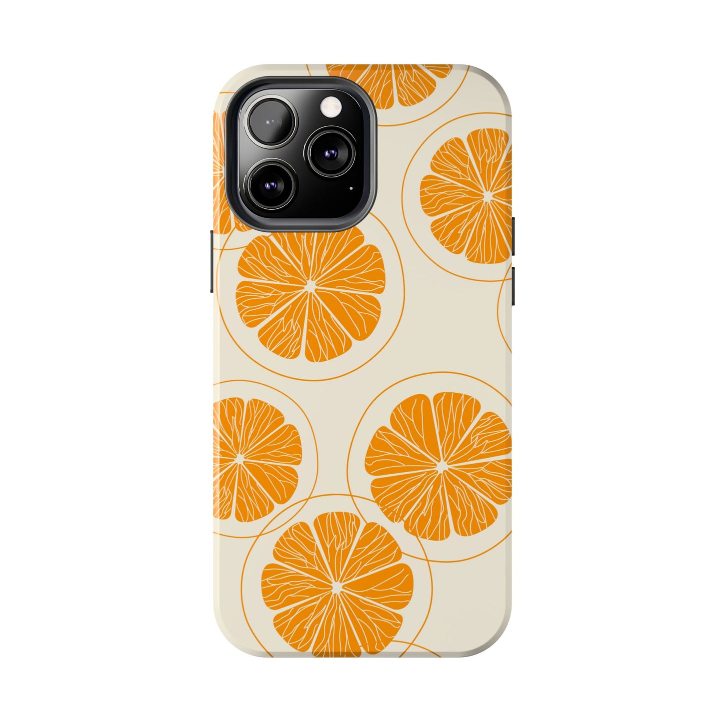 Citrus Burst Pattern Tough iPhone Case – Bold Orange Design, Shockproof Protection - BOGO Cases