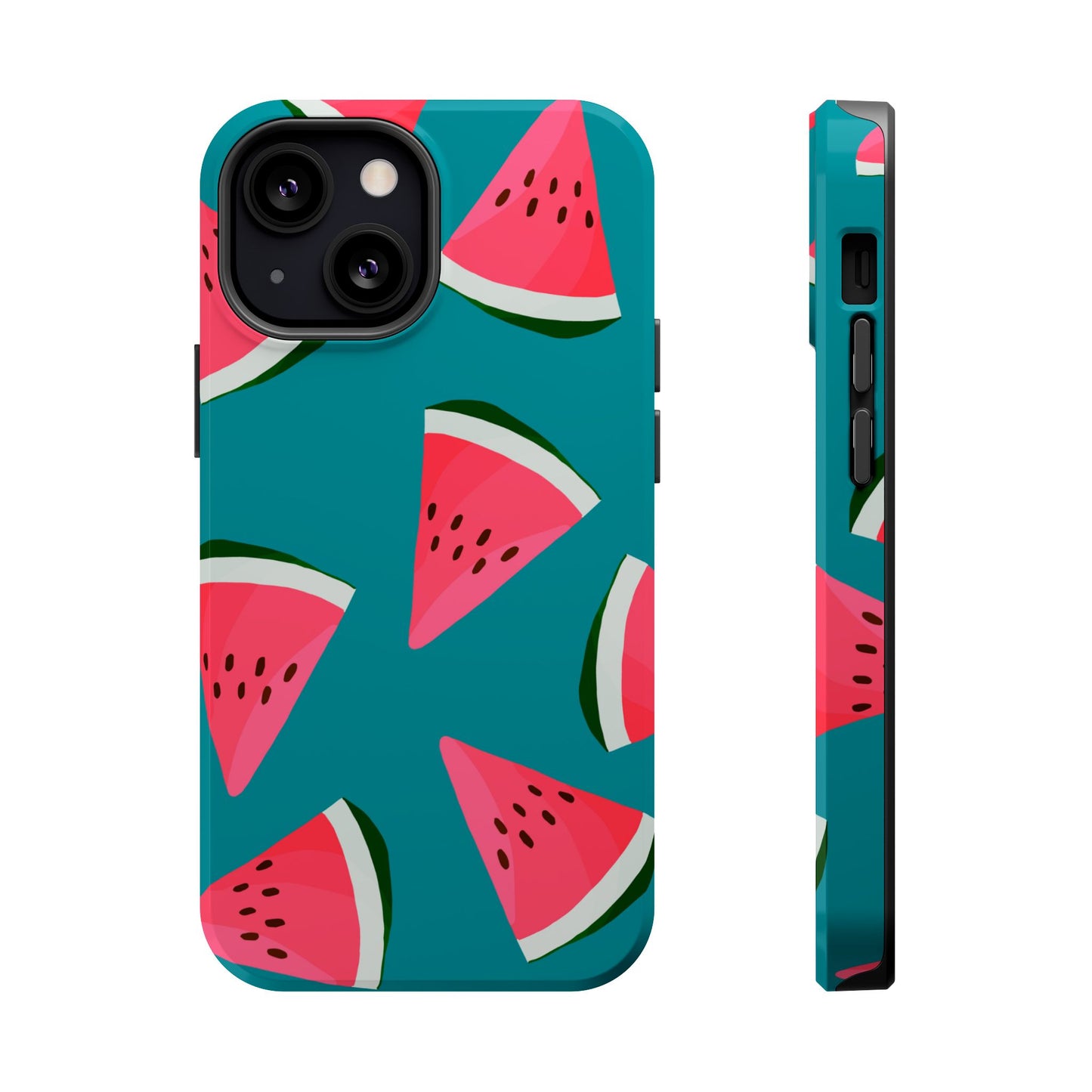 Watermelon Bliss MagSafe iPhone Case – Vibrant Summer Fruit Design on Teal Background