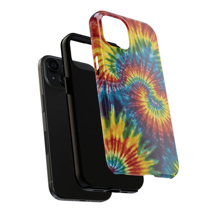 Retro Tie-Dye Swirl iPhone Case – Rainbow Spiral Design