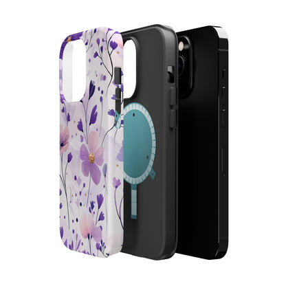 Purple Floral Bliss MagSafe iPhone Case – Delicate Blossom Design