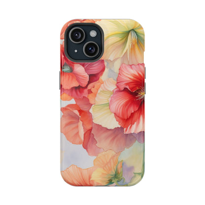 Gumamela Blush Pink Watercolor Floral – MagSafe Compatible iPhone Case