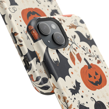 Charming Halloween MagSafe iPhone Case – Pumpkin, Bats, and Spooky Lantern Design