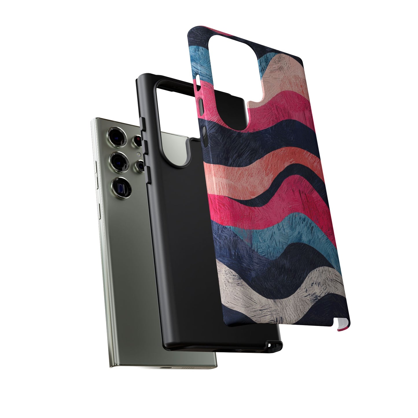 Abstract Wave Pattern Samsung Galaxy Case – Shockproof, Matte Finish, Dual-Layer Protection