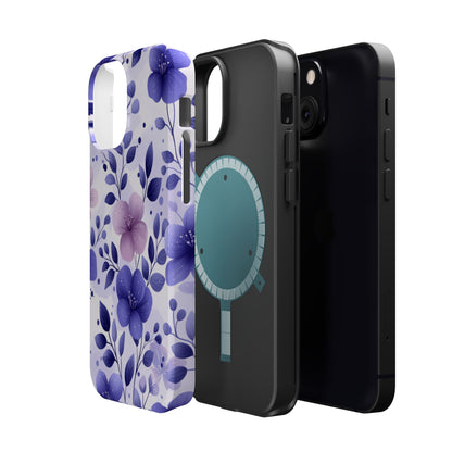 Purple Floral MagSafe iPhone Case – Durable Protection with Elegant Flower Design