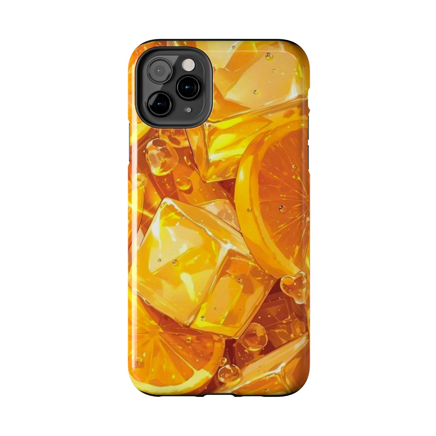 Citrus Splash iPhone Case – Bright Orange Slices & Ice, Dual-Layer Protection