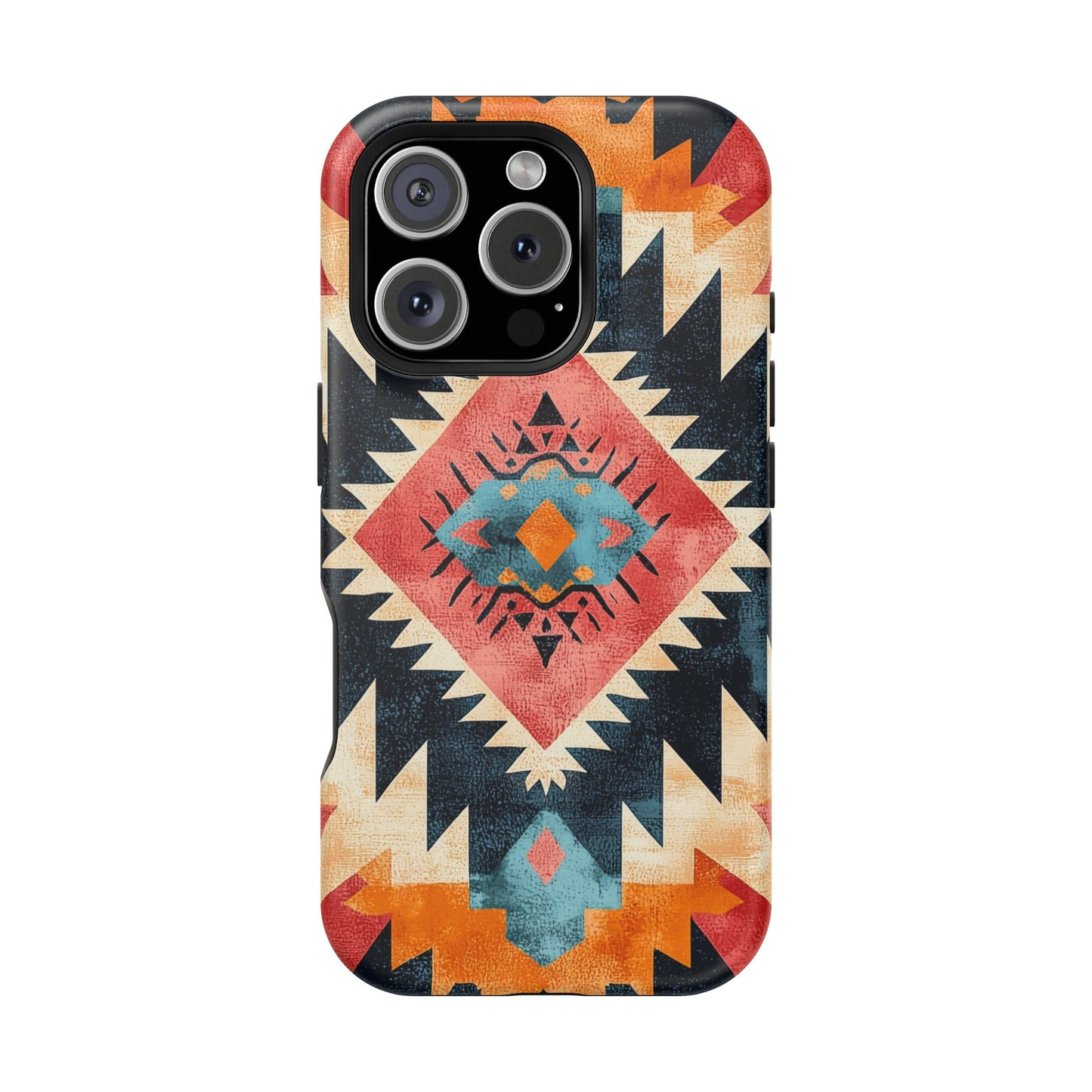 Bold Aztec Pattern Tough MagSafe iPhone Case – Vibrant Geometric Design, Dual-Layer Protection