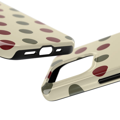 Red & Green Polka Dots on Cream – iPhone Case