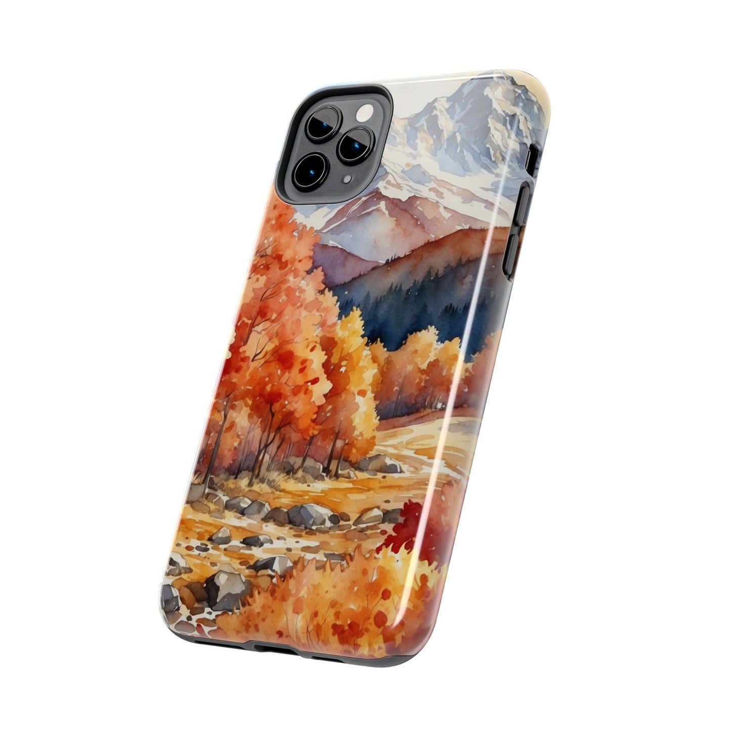 Watercolor Autumn Forest and Mountains - iPhone Case