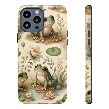 Cute Frogs Phone Case - Pond Pals Frolic - Charming Frog Lily Pad Phone Case for iPhone, Google & Samsung! Great Gift For Any Frog Lover!