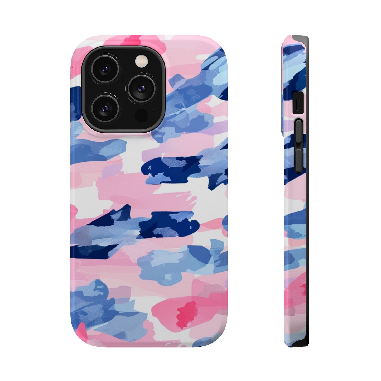 MagSafe Case: Dynamic Pink & Navy Brushstroke Art