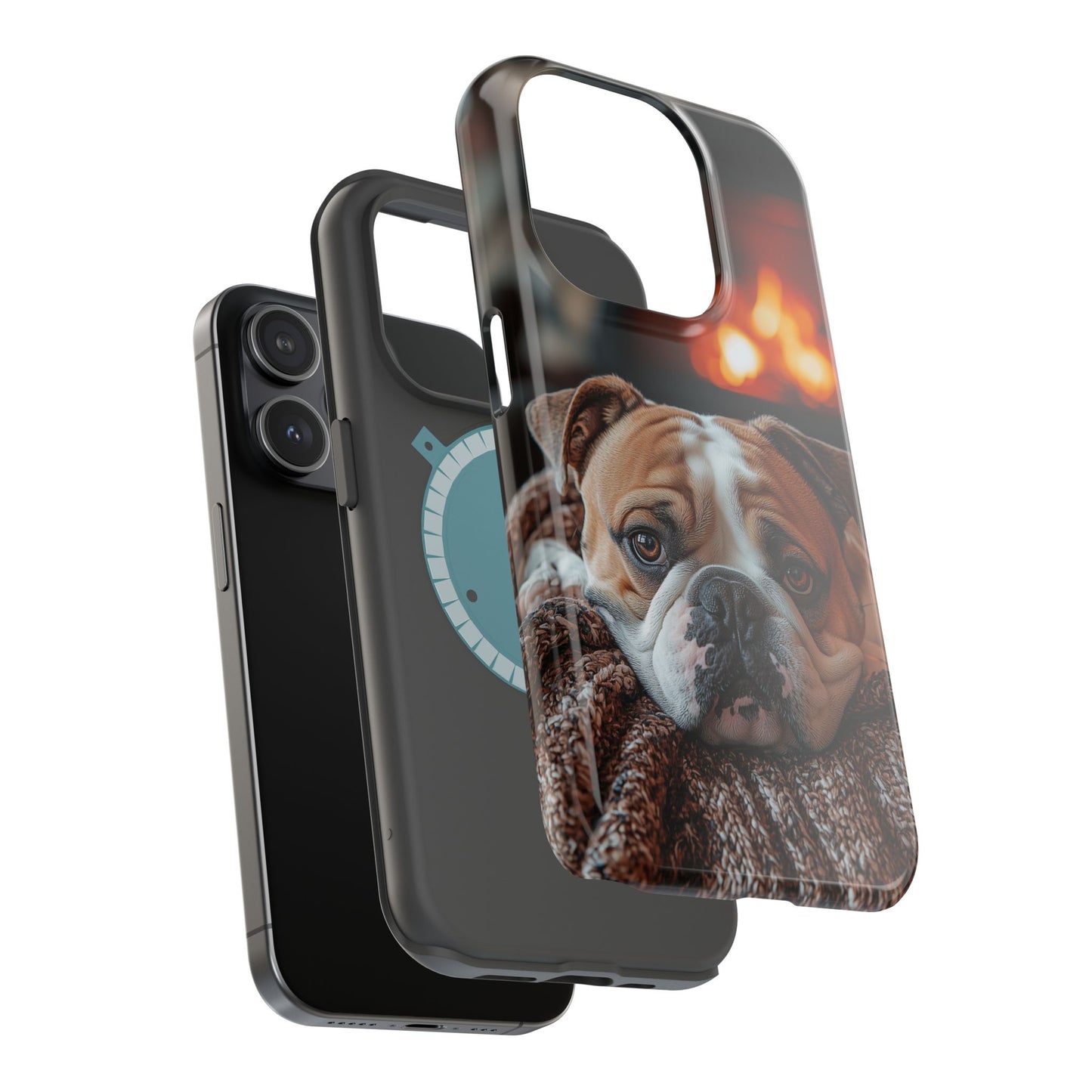 Cozy Bulldog MagSafe Case – Fireside-Inspired Protective Cover