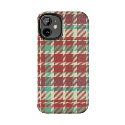 Red & Cream Vintage Plaid – Durable & Stylish iPhone Case