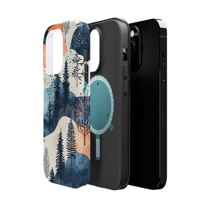 Winter Forest MagSafe iPhone Case | Watercolor Trees & Mountains