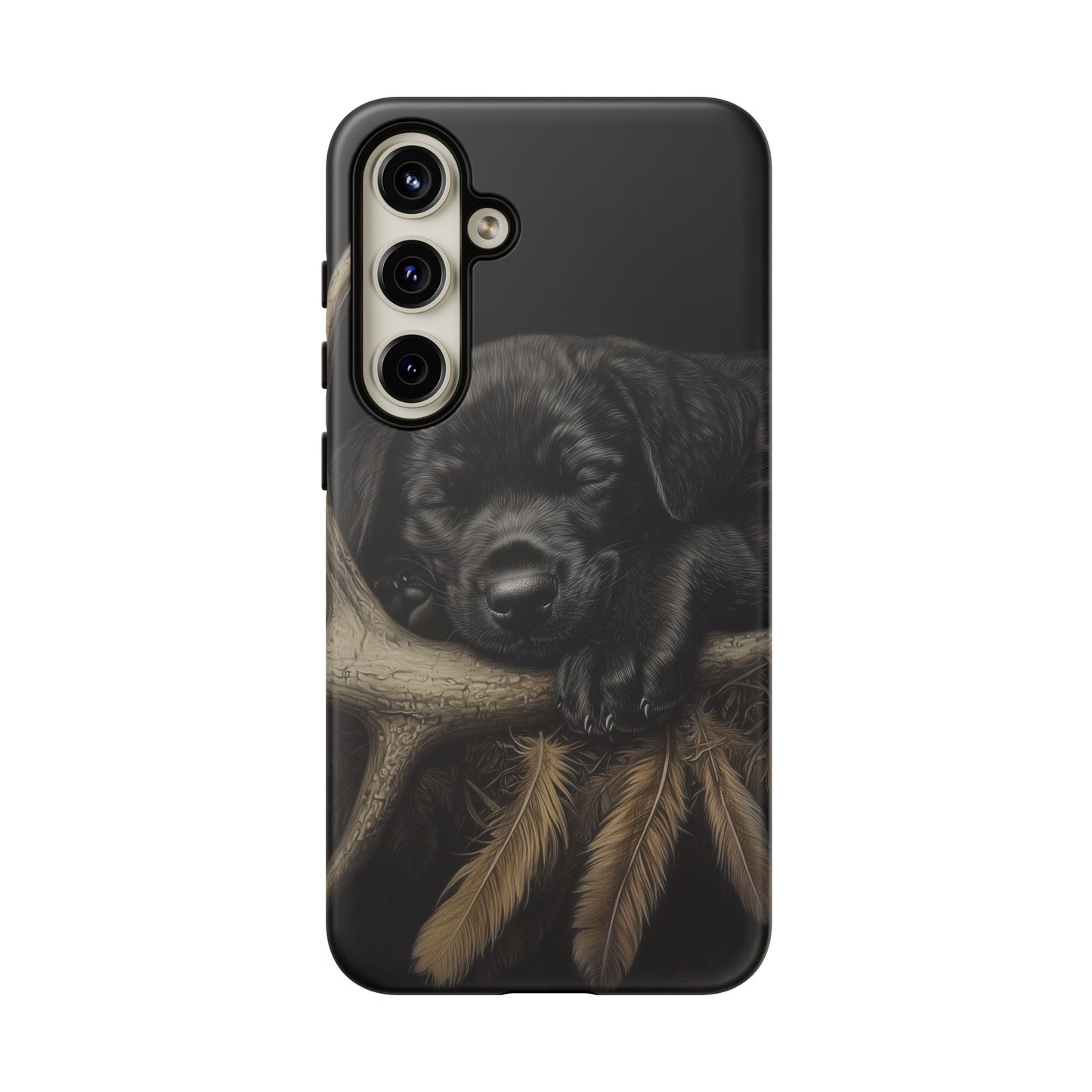 Adorable Black Labrador Puppy on Feathers Samsung Galaxy Case