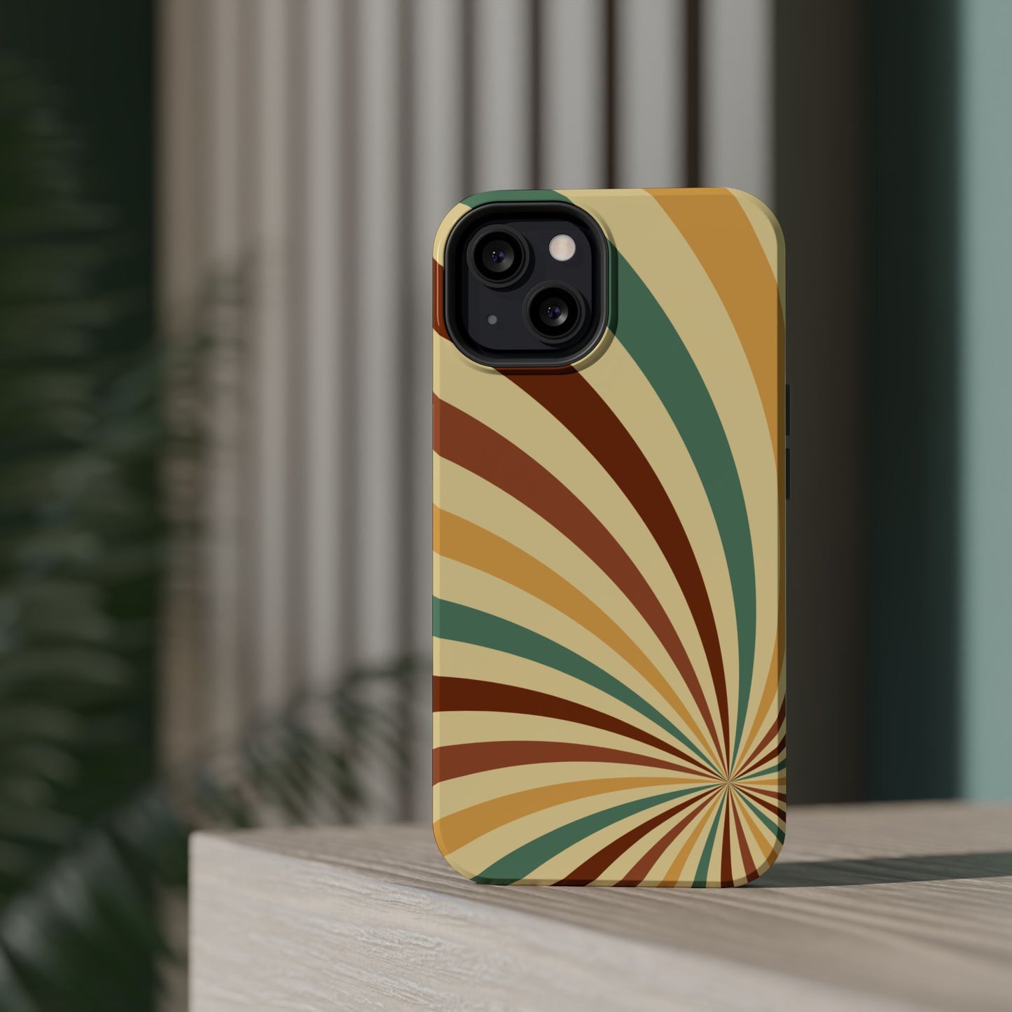 Earthy Retro Swirl MagSafe iPhone Case – Dual-Layer Protection with 70s-Inspired Earth Tones