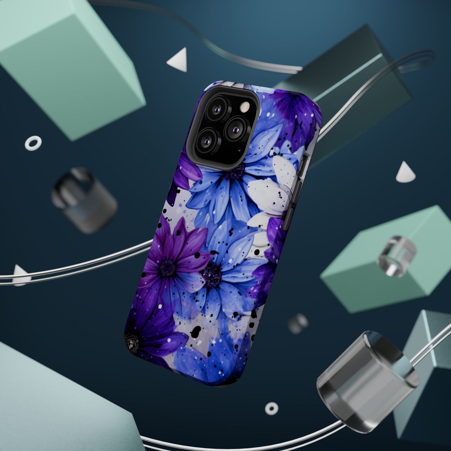 Vibrant Purple & Blue Floral Splash - MagSafe iPhone Series Case