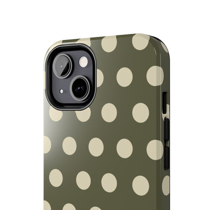 Vintage Green & Cream Polka Dots – iPhone Case