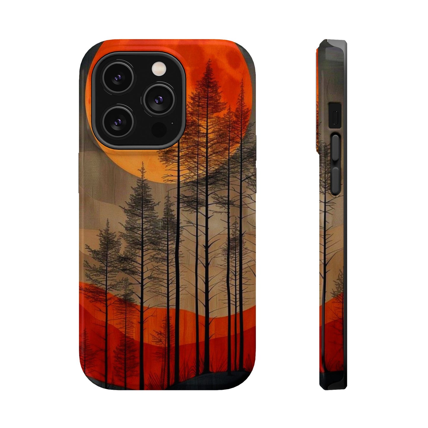 Moody Forest Moonrise MagSafe iPhone Case – Dark Landscape Design, Dual-Layer Protection