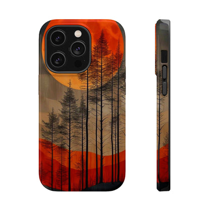 Moody Forest Moonrise MagSafe iPhone Case – Dark Landscape Design, Dual-Layer Protection