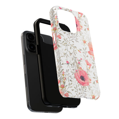 Pink Floral Watercolor iPhone Case – Feminine Poppy Blossom Design