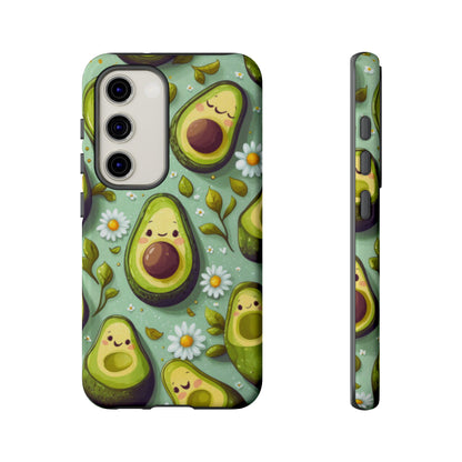 Cute Avocado Samsung Galaxy Case – Adorable Kawaii Avocados with Daisies, Shock - Resistant - BOGO Cases