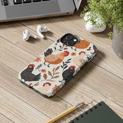 iPhone Case: Cluckin' Vintage – Chickens & Leaves