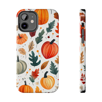 Autumn Harvest iPhone Case - Pumpkin and Fall Leaf Design