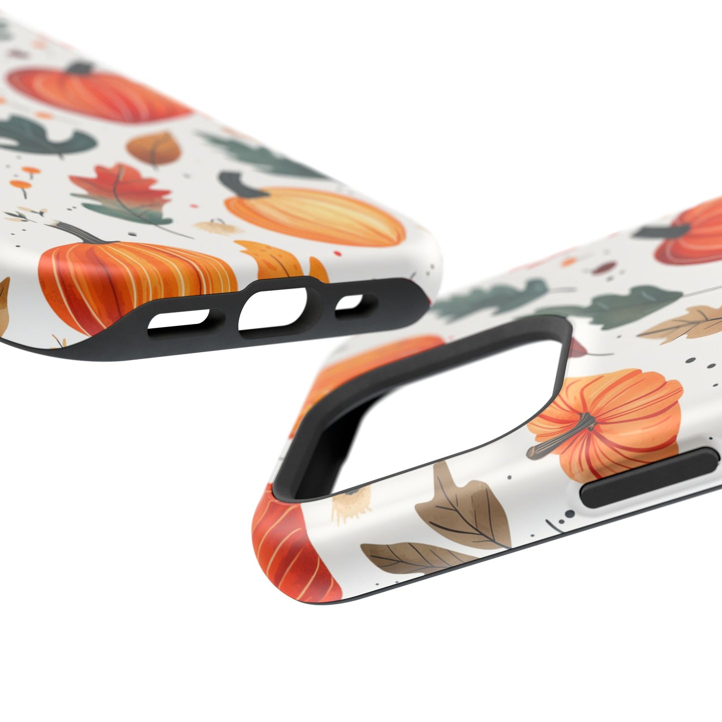 Autumn Harvest MagSafe iPhone Case - Pumpkin and Fall Leaf Design