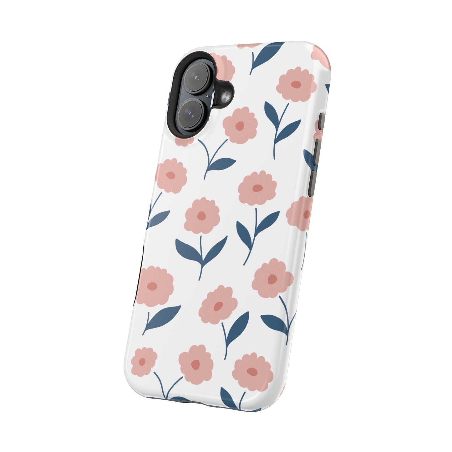 Playful Pink Floral Tough MagSafe  iPhone Case – Soft Pastel Design, Slim & Shockproof