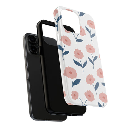 Playful Pink Floral Tough iPhone Case – Soft Pastel Design, Slim & Shockproof