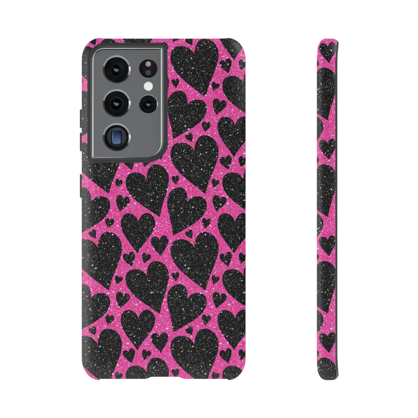 Pink Glitter Hearts Samsung Galaxy Case