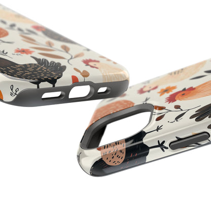 MagSafe iPhone Case: Cluckin' Vintage – Chickens & Leaves