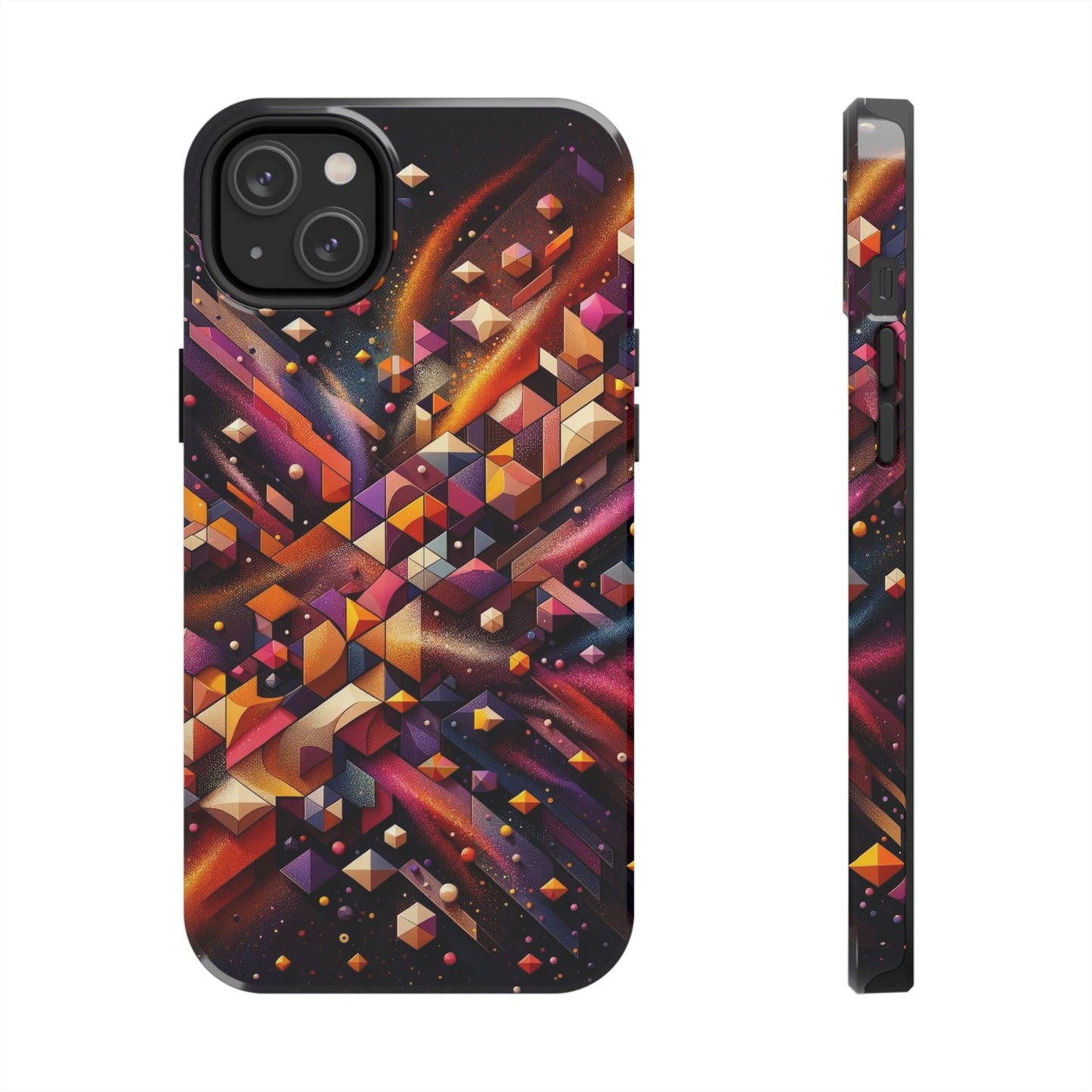 Geometric Galaxy iPhone Case - Abstract Cosmic Protective Cover - Retro Gamer