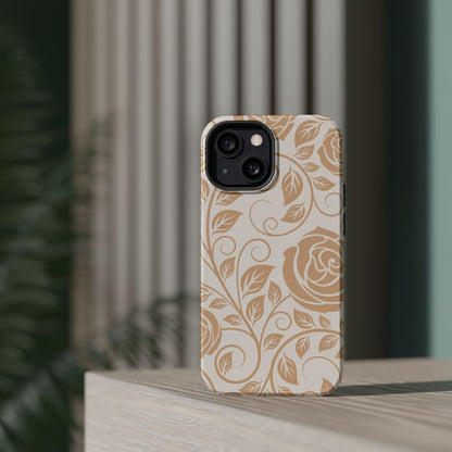 Vintage Rose Vine Tough MagSafe iPhone Case – Elegant Floral Pattern with Dual-Layer Protection