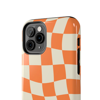 Wavy Retro Checkerboard iPhone Case – Shockproof, Matte Finish, Dual-Layer Protection