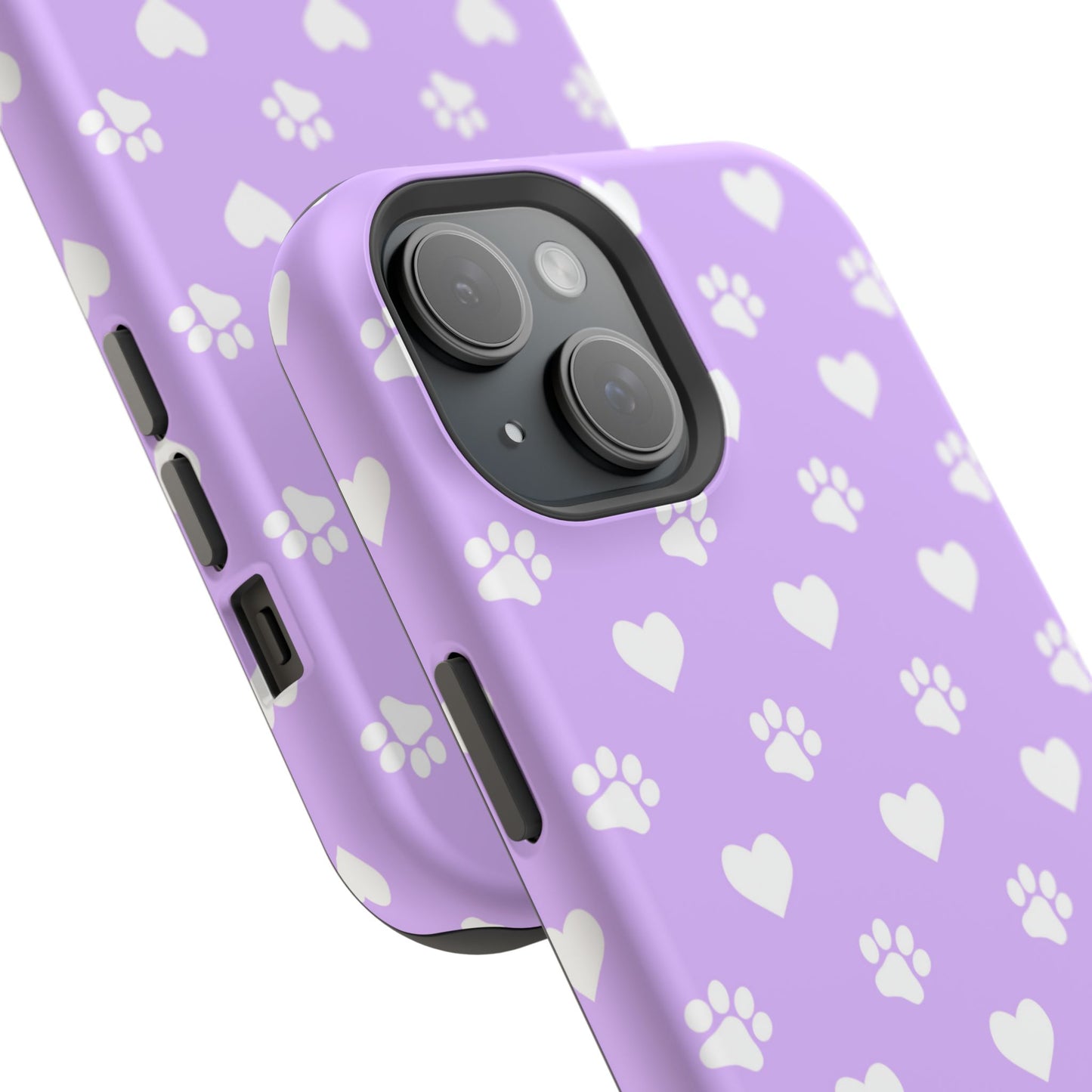 Lilac Paw Prints & Hearts – MagSafe iPhone Case