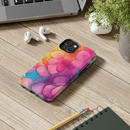 Sunset Petals Watercolor iPhone Case – Slim Design, Glossy Finish