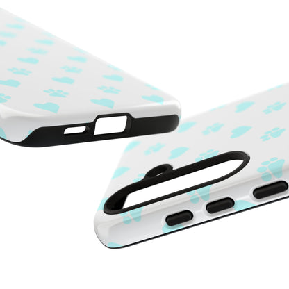 Samsung Galaxy Case - Aqua Paw Print & Heart Design