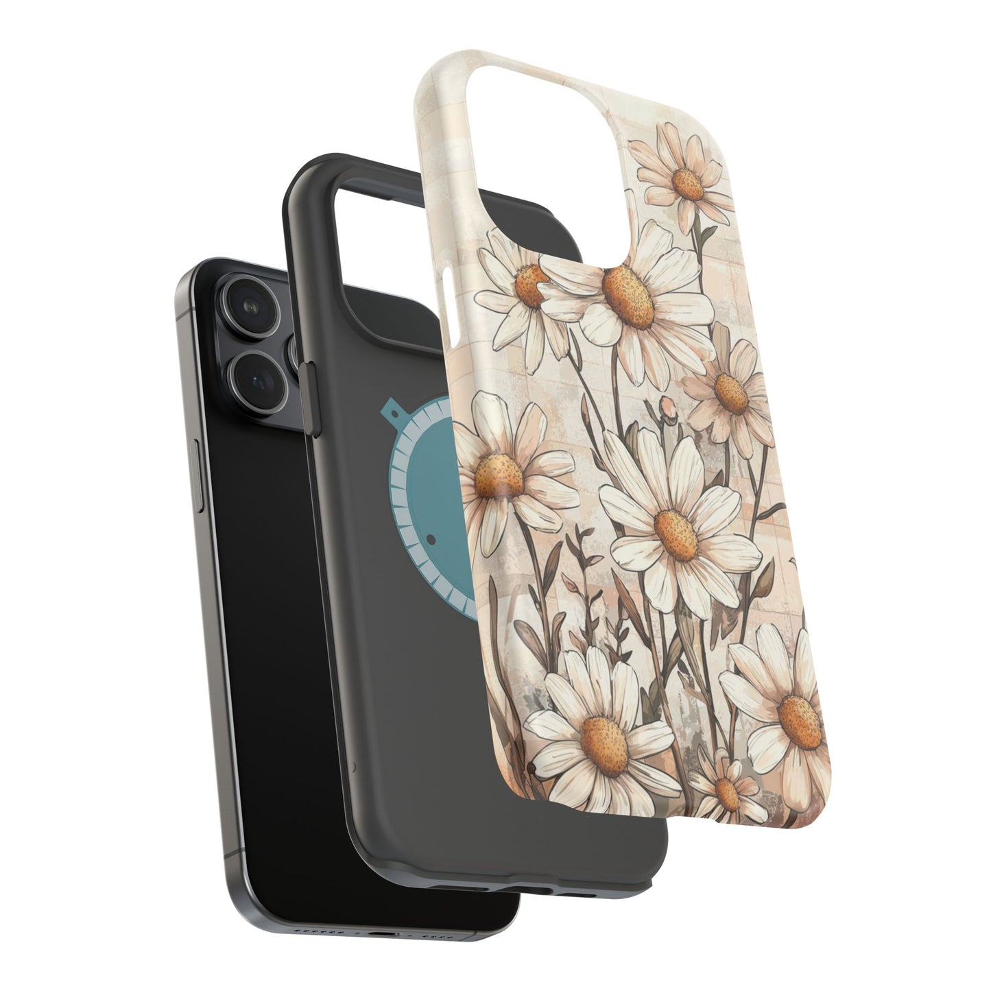 Pastel Daisy MagSafe iPhone Case - Elegant Floral Protective Cover