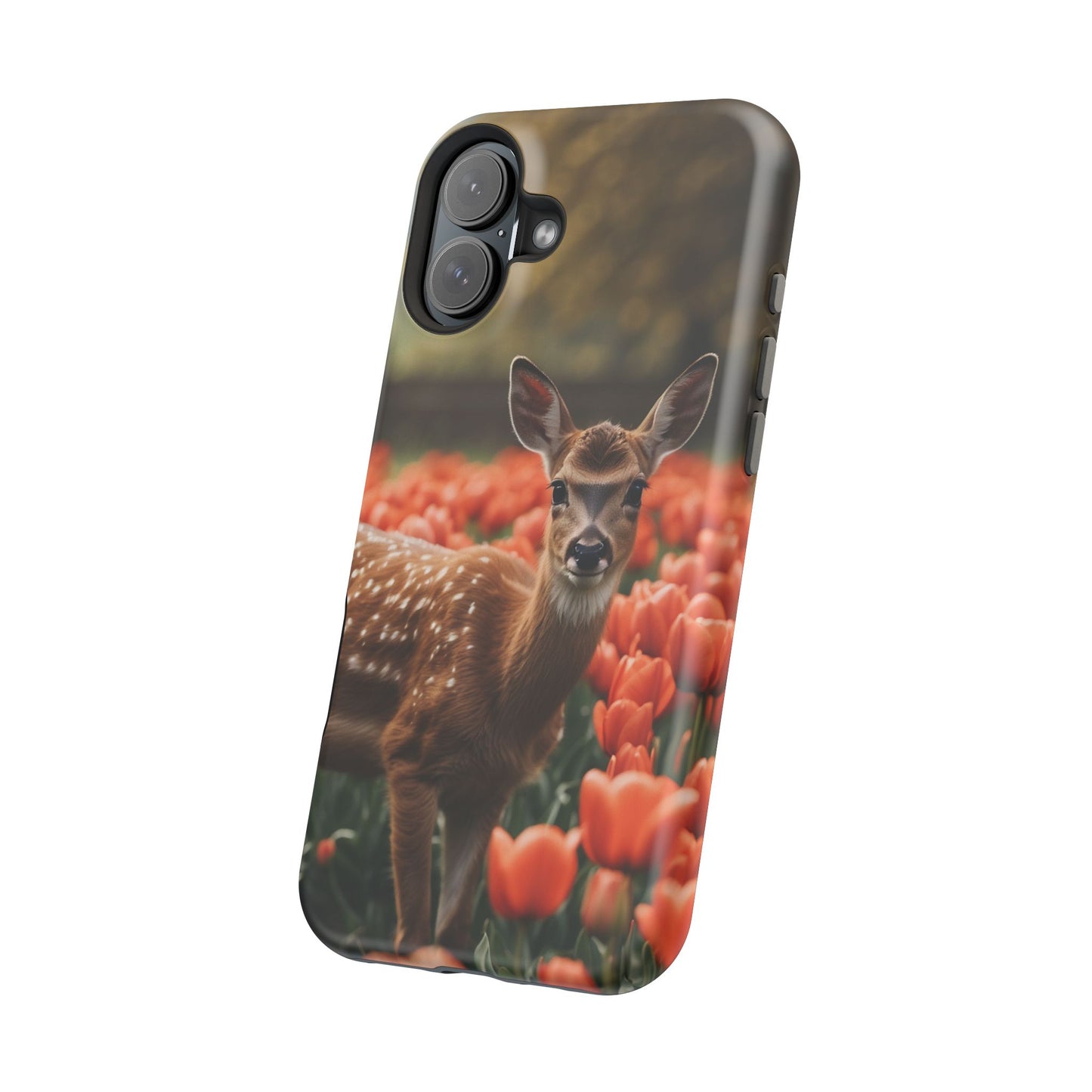 Fawn Among Tulips MagSafe iPhone Case