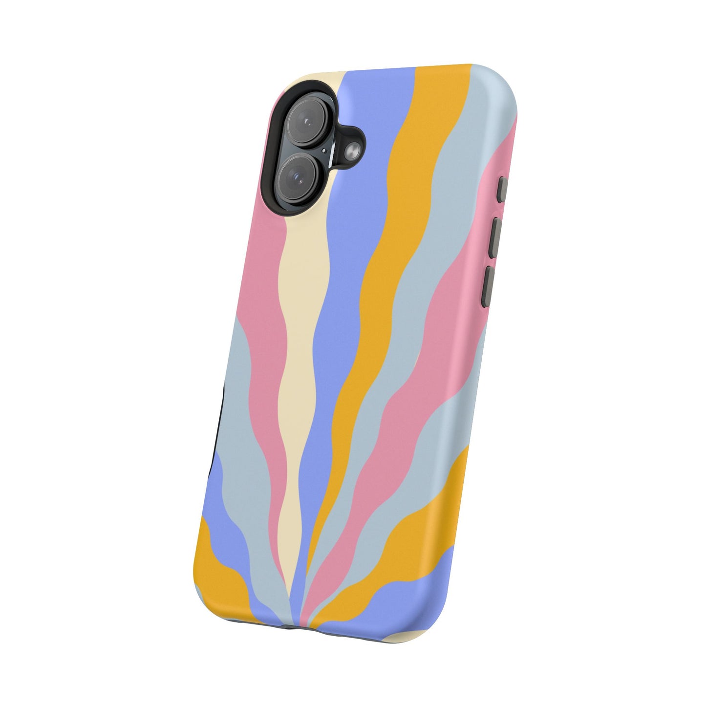 Pastel Radiance MagSafe iPhone Case – 70s-Inspired Dual-Layer Design with Wavy Sunburst Pattern